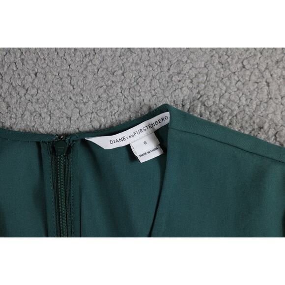 Diane Von Furstenberg Dress Green Xs Jeannie V Neck Long Sleeve A Line - Picture 3 of 12